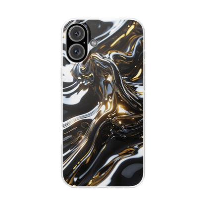 iPhone Handyhülle Flexi Case - Schwarz-Silber Metallic