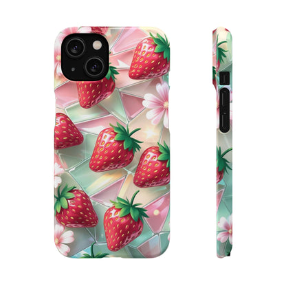 Snap Case iPhone Handyhülle - 3D Effekt Erdbeeren