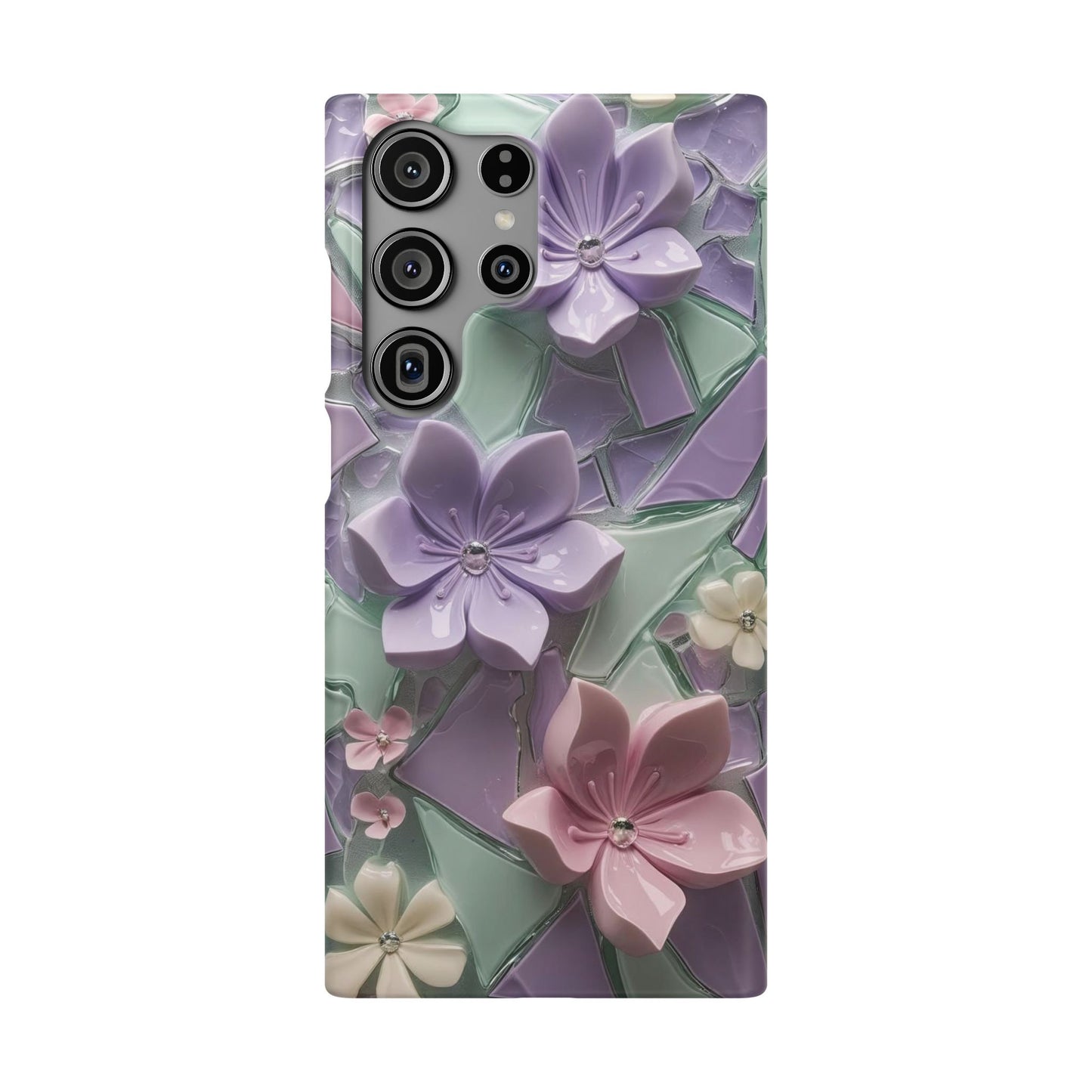 Snap Case Elegante Florale Samsung Handyhülle mit 3D-Effekt