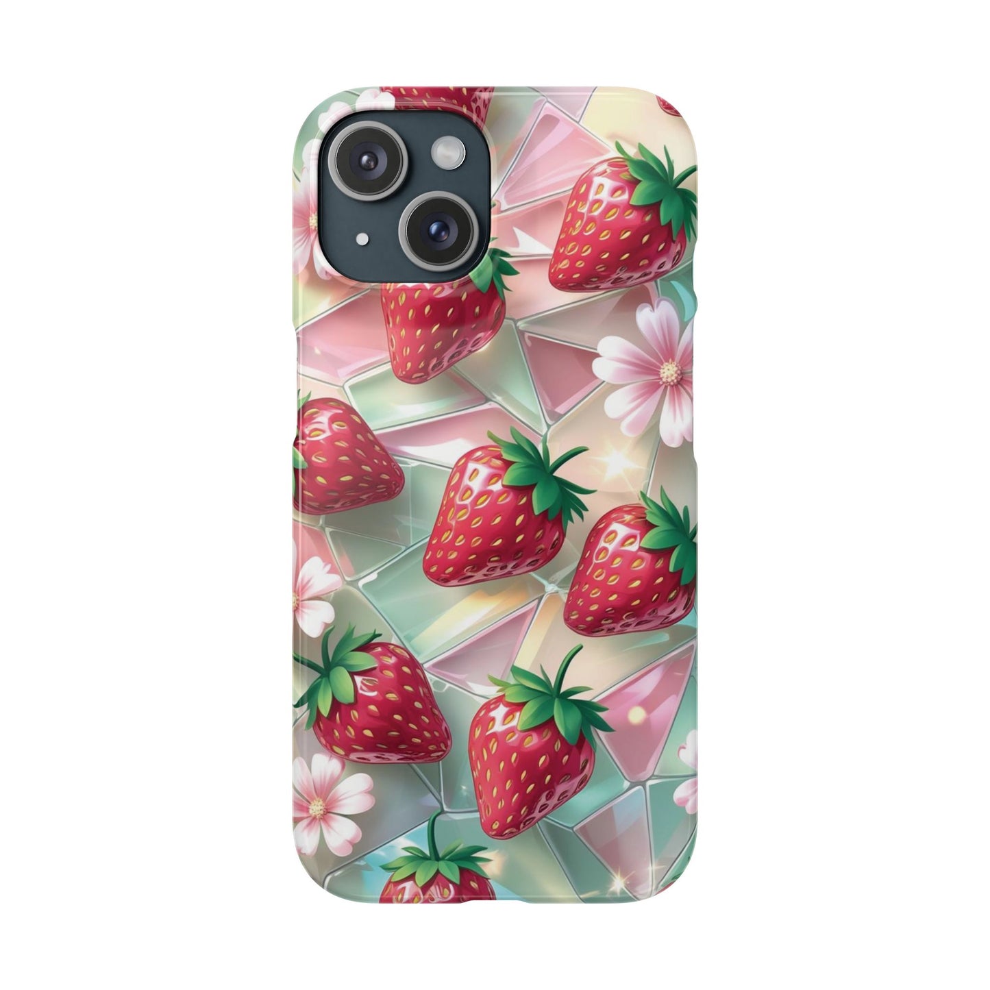 Snap Case iPhone Handyhülle - 3D Effekt Erdbeeren