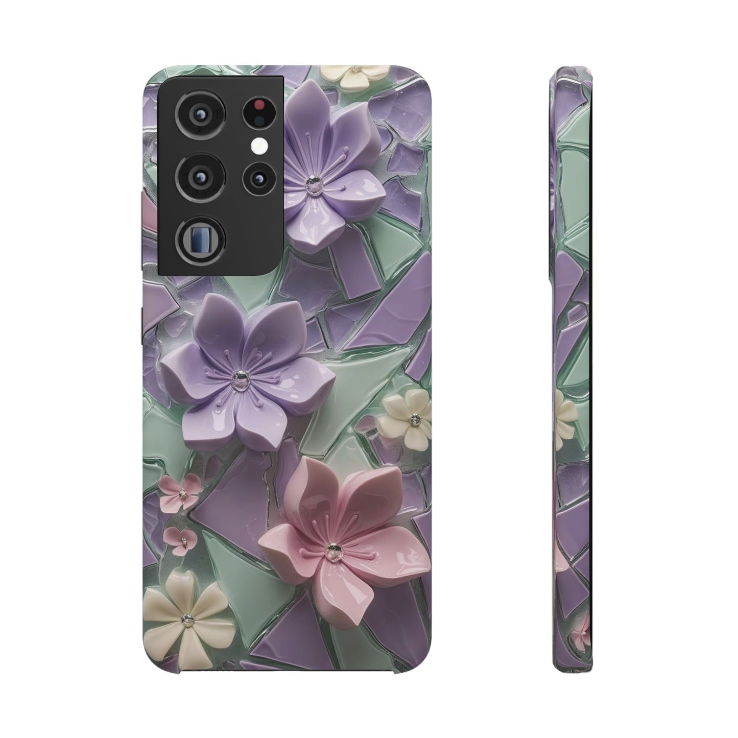 Snap Case Elegante Florale Samsung Handyhülle mit 3D-Effekt