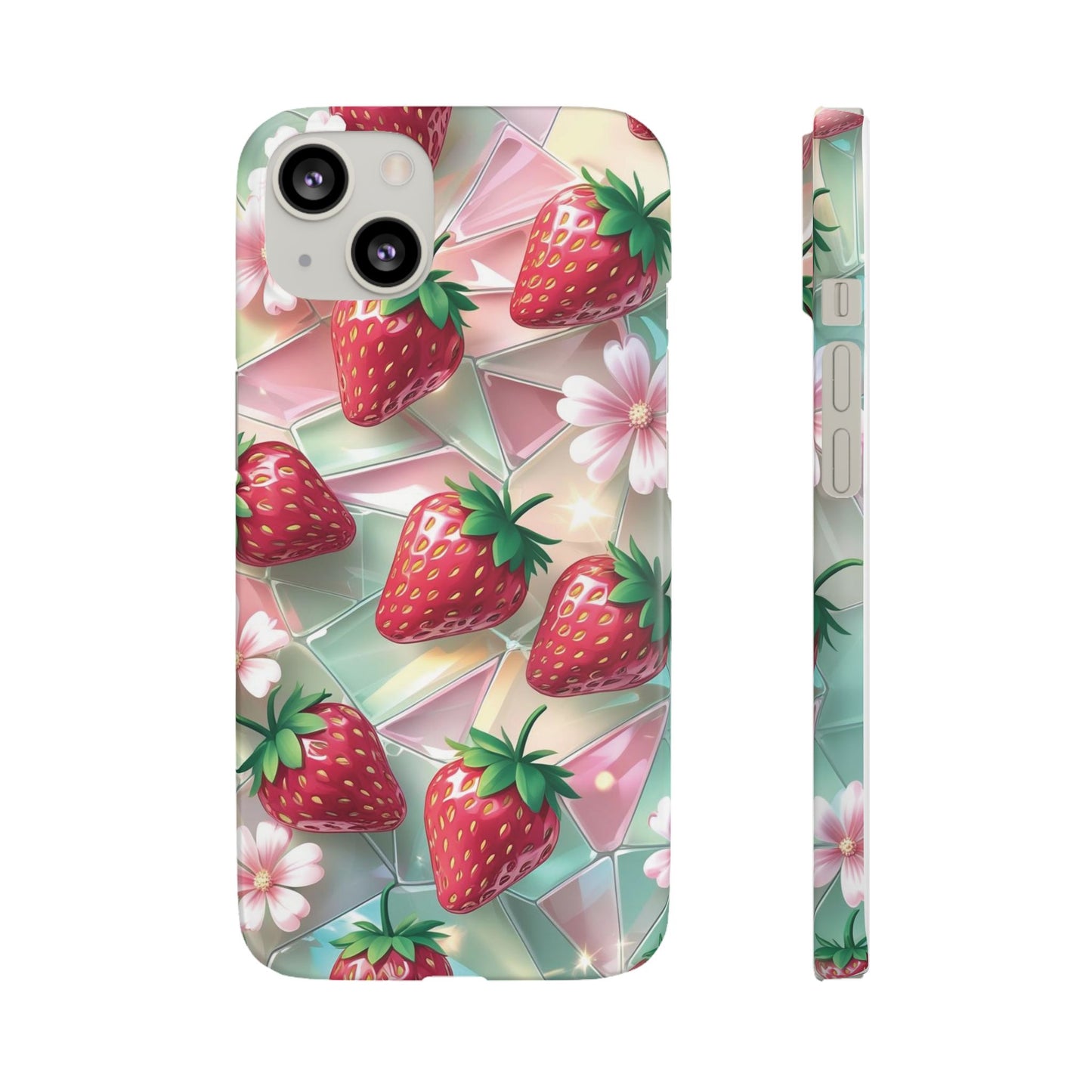 Snap Case iPhone Handyhülle - 3D Effekt Erdbeeren