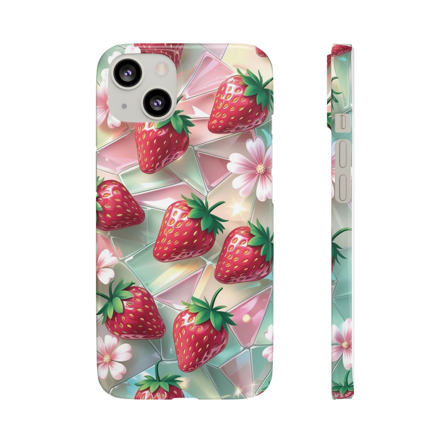 Snap Case iPhone Handyhülle - 3D Effekt Erdbeeren