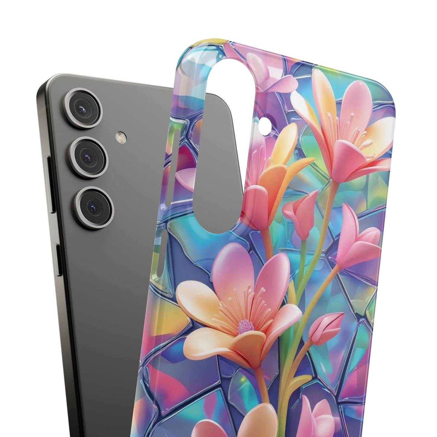 Snap Case Elegante Florale Samsung Handyhülle mit 3D-Effekt