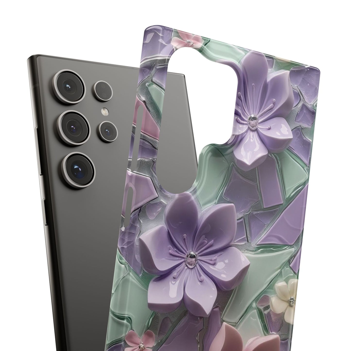Snap Case Elegante Florale Samsung Handyhülle mit 3D-Effekt