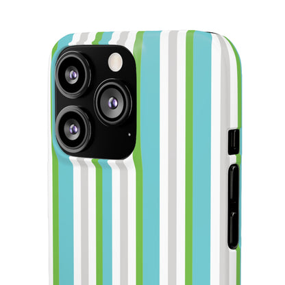 iPhone Snap Case - Modernes Abstraktes Design mit Grünen und Weißen Linien