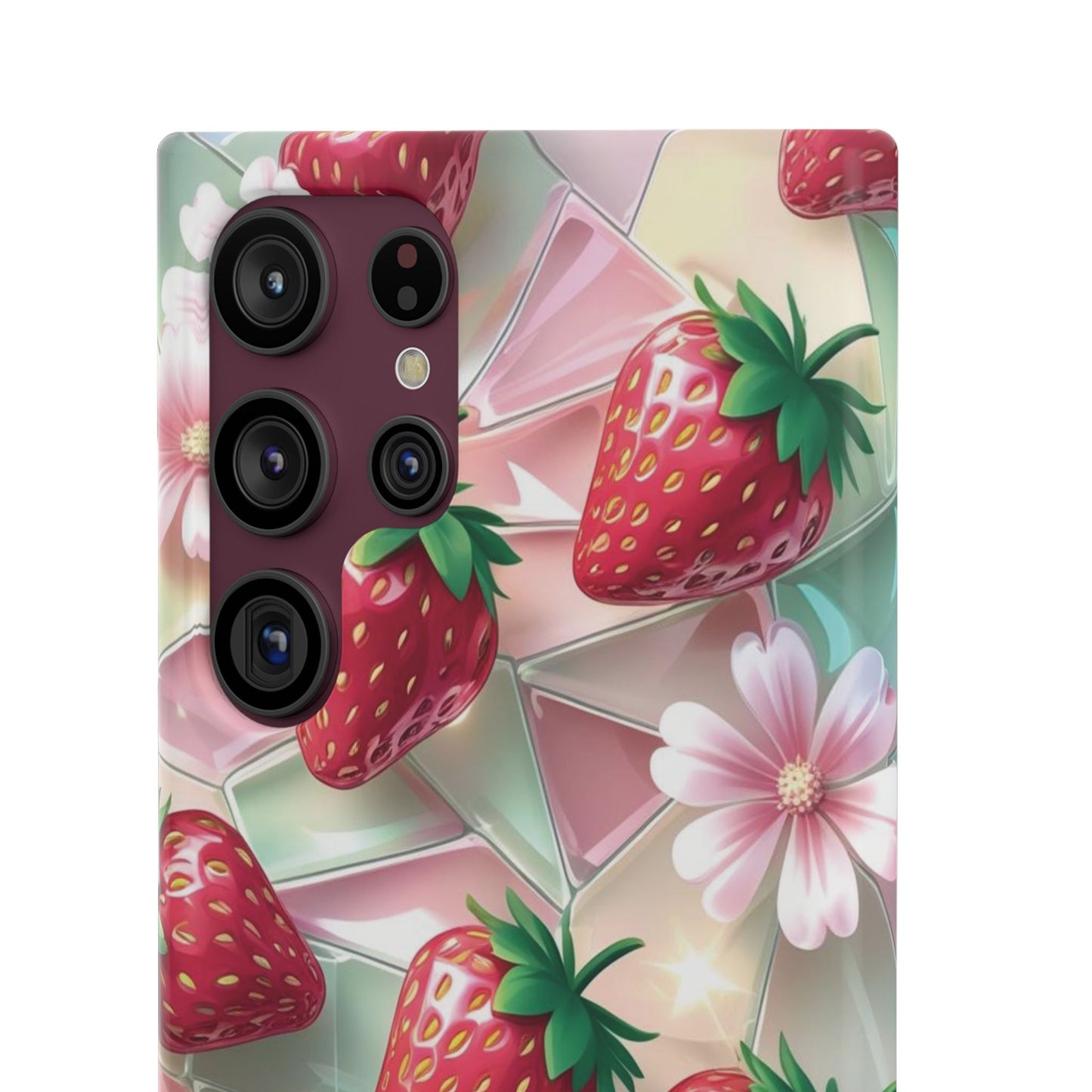 Snap Case Samsung Handyhülle - 3D Effekt Erdbeeren