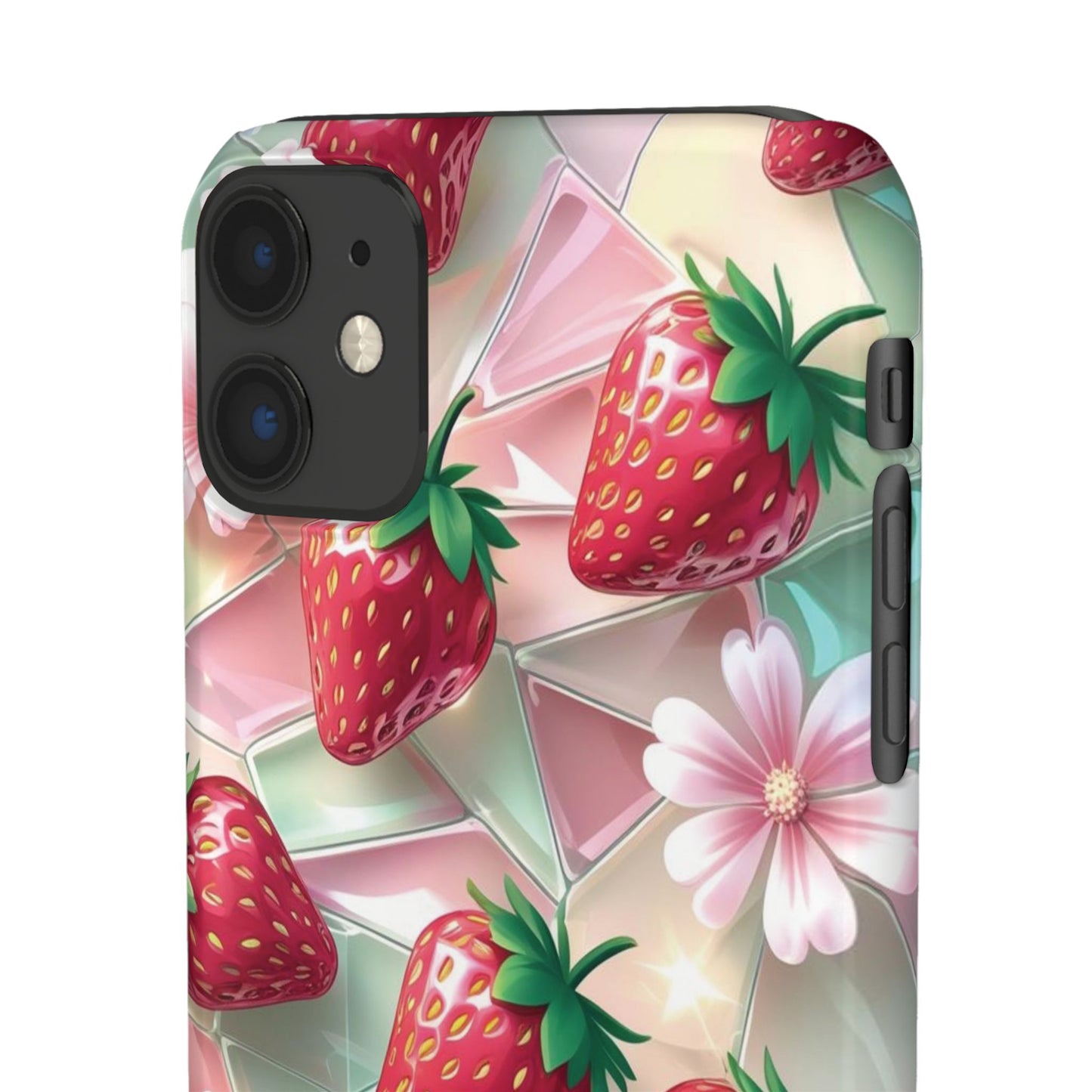 Snap Case iPhone Handyhülle - 3D Effekt Erdbeeren