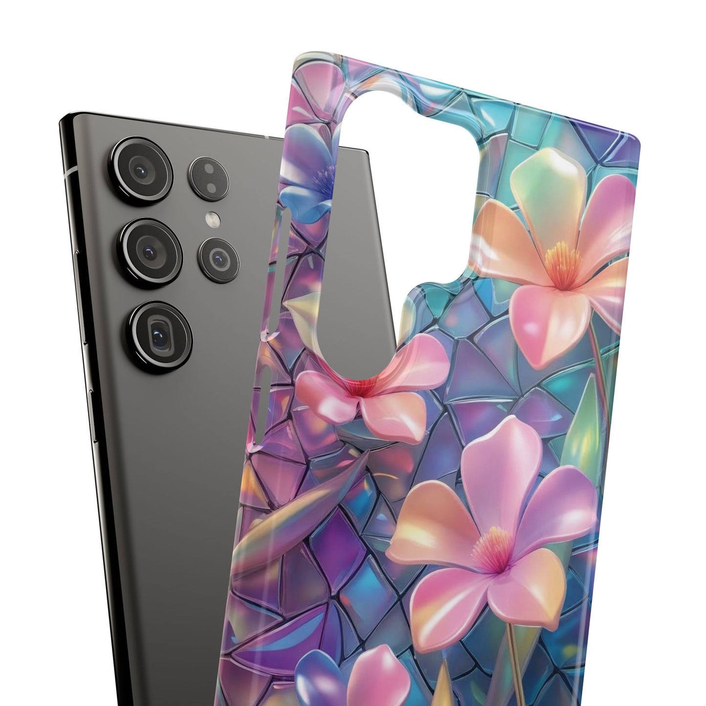 Snap Case Elegante Florale Samsung Handyhülle mit 3D-Effekt