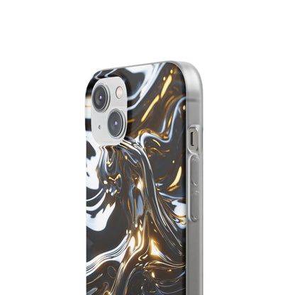 iPhone Handyhülle Flexi Case - Schwarz-Silber Metallic