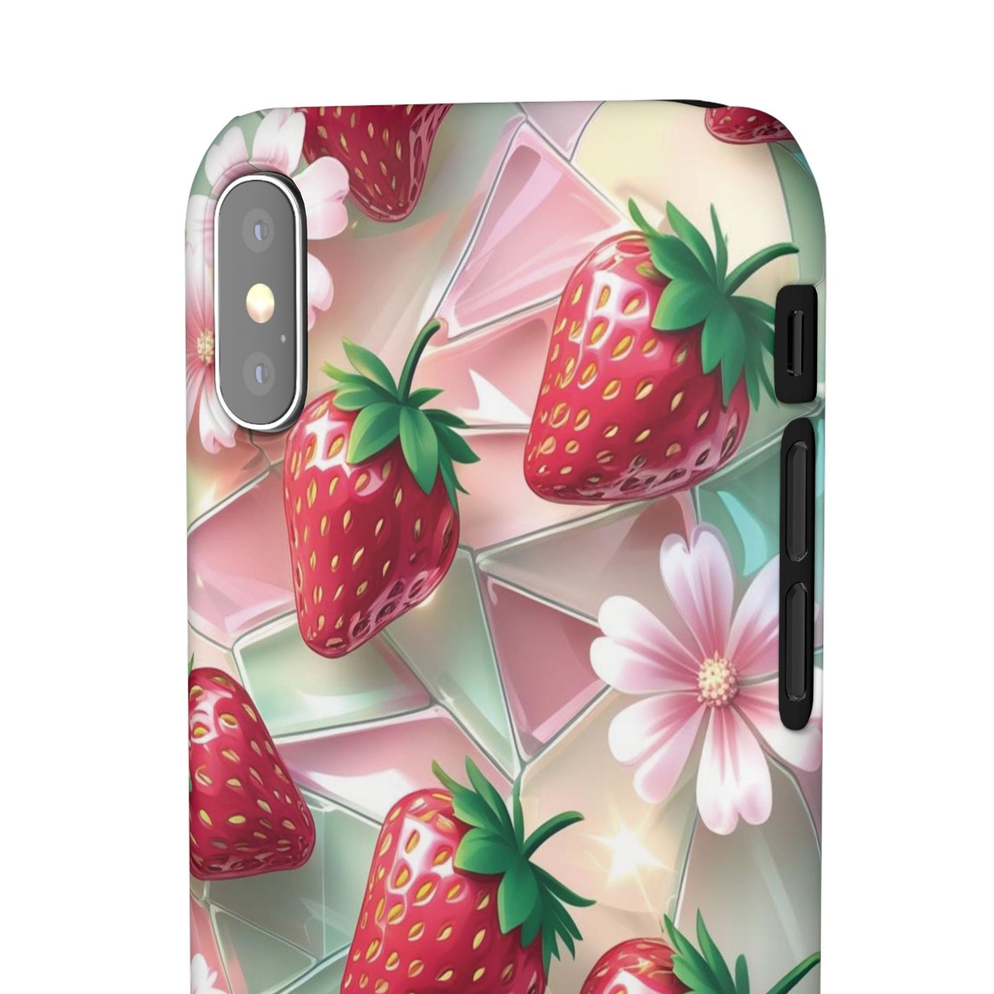 Snap Case iPhone Handyhülle - 3D Effekt Erdbeeren