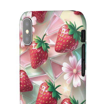 Snap Case iPhone Handyhülle - 3D Effekt Erdbeeren
