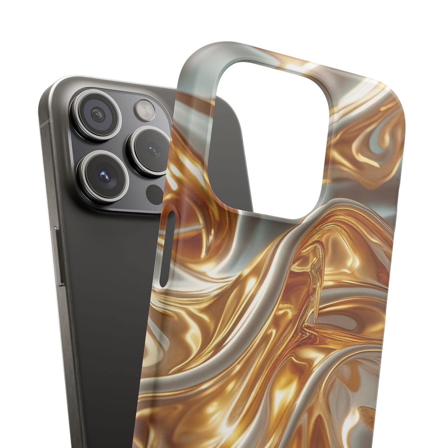 Snap Case iPhone Handyhülle – Gold Dynamic Liquid 3D Effekt