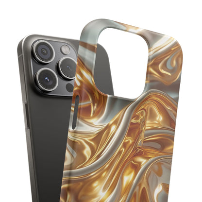 Snap Case iPhone Handyhülle – Gold Dynamic Liquid 3D Effekt
