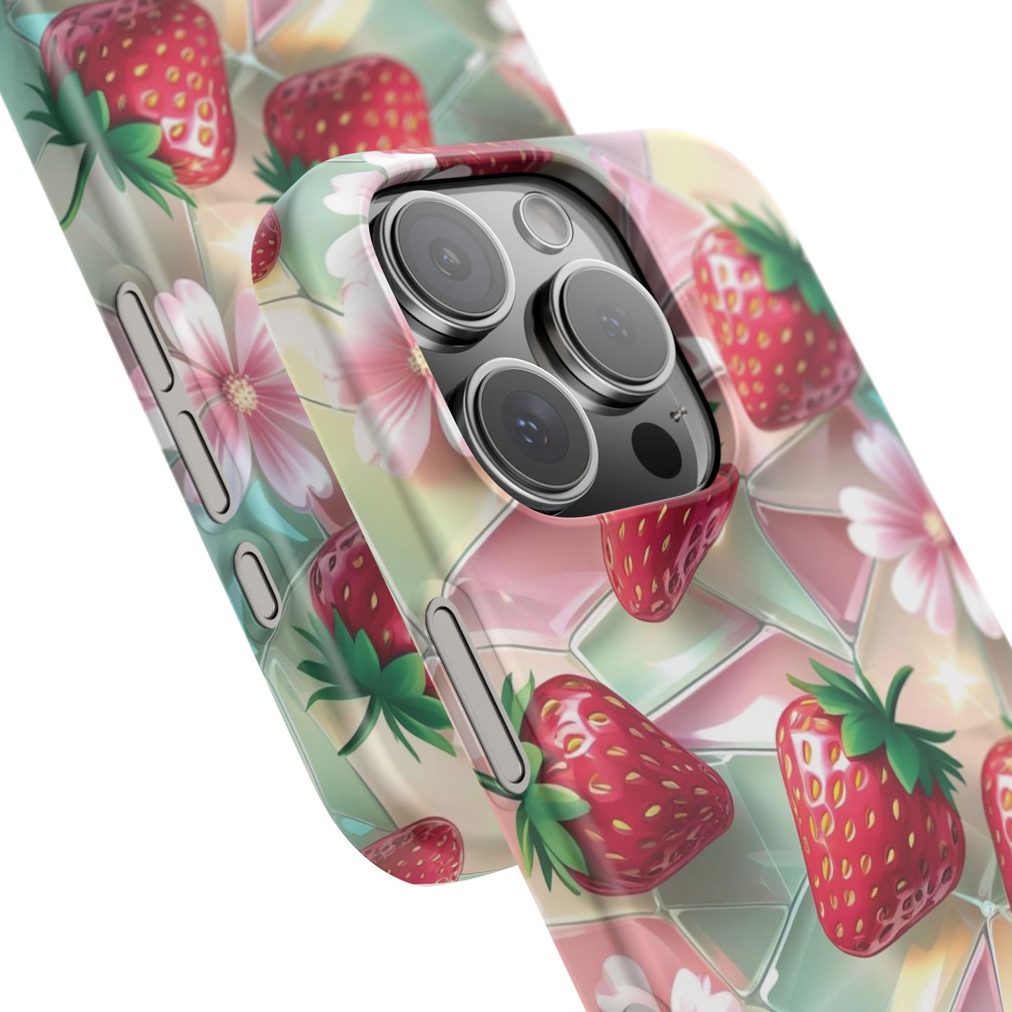 Snap Case iPhone Handyhülle - 3D Effekt Erdbeeren