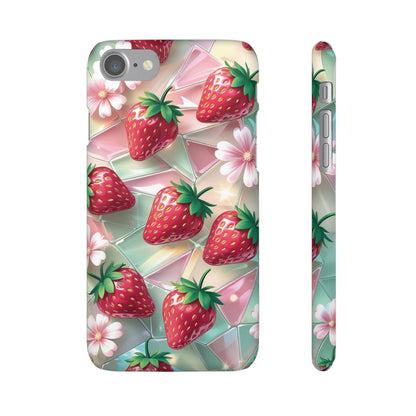 Snap Case iPhone Handyhülle - 3D Effekt Erdbeeren
