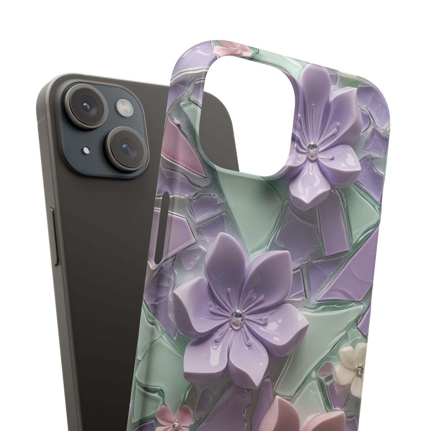 Snap Case Elegante Florale iPhone Handyhülle mit 3D-Effekt