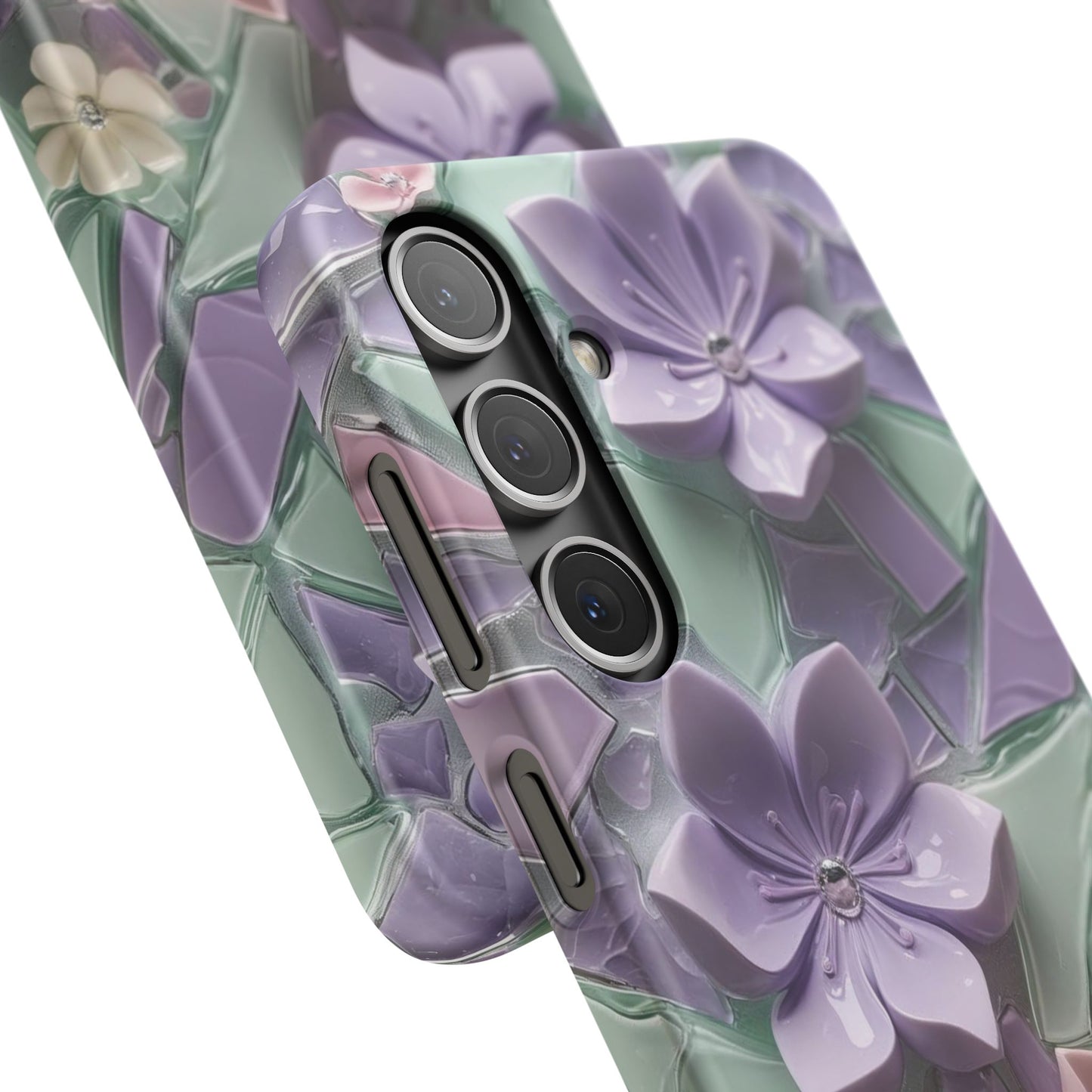 Snap Case Elegante Florale Samsung Handyhülle mit 3D-Effekt