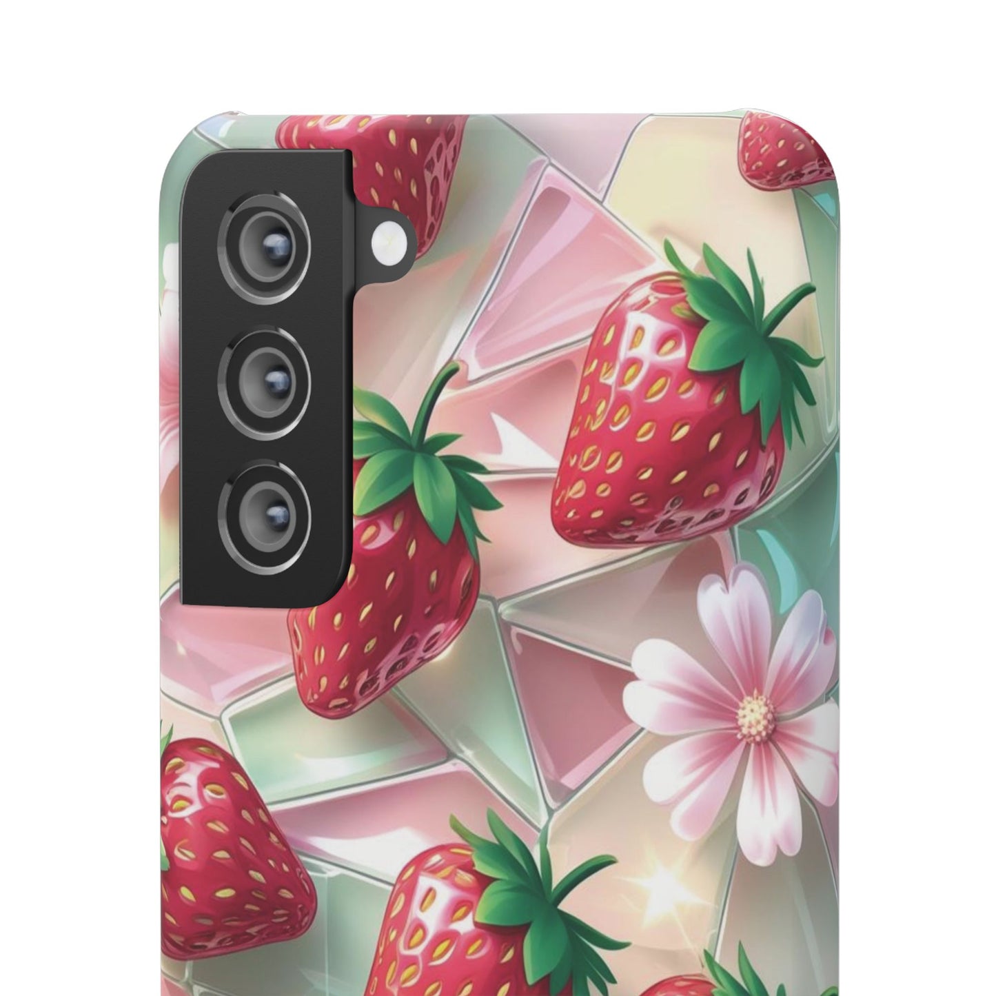 Snap Case Samsung Handyhülle - 3D Effekt Erdbeeren
