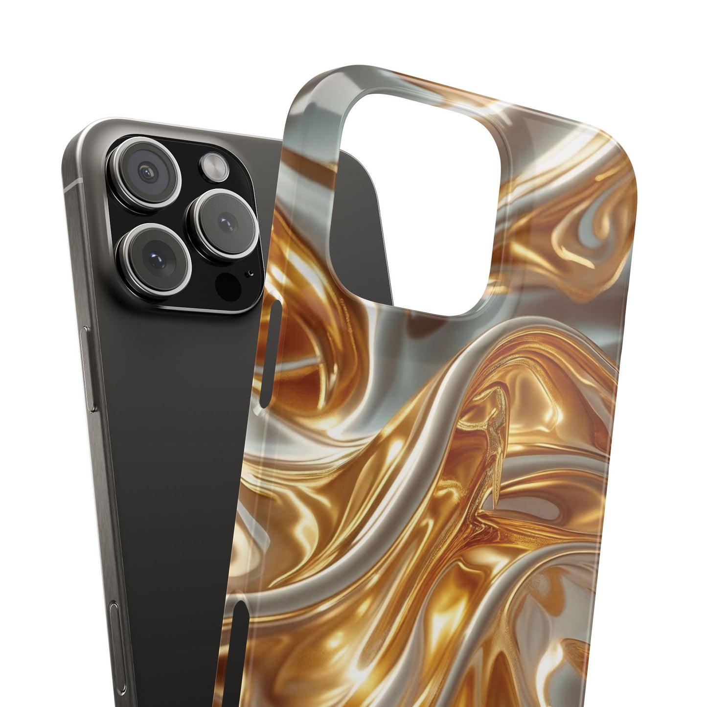 Snap Case iPhone Handyhülle – Gold Dynamic Liquid 3D Effekt