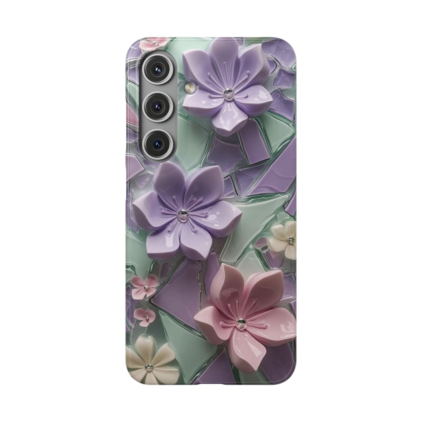 Snap Case Elegante Florale Samsung Handyhülle mit 3D-Effekt