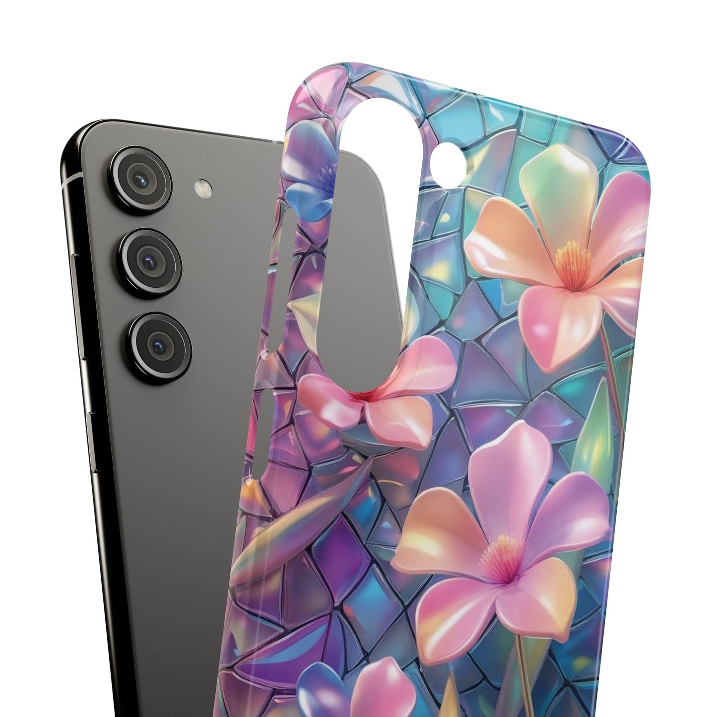 Snap Case Elegante Florale Samsung Handyhülle mit 3D-Effekt