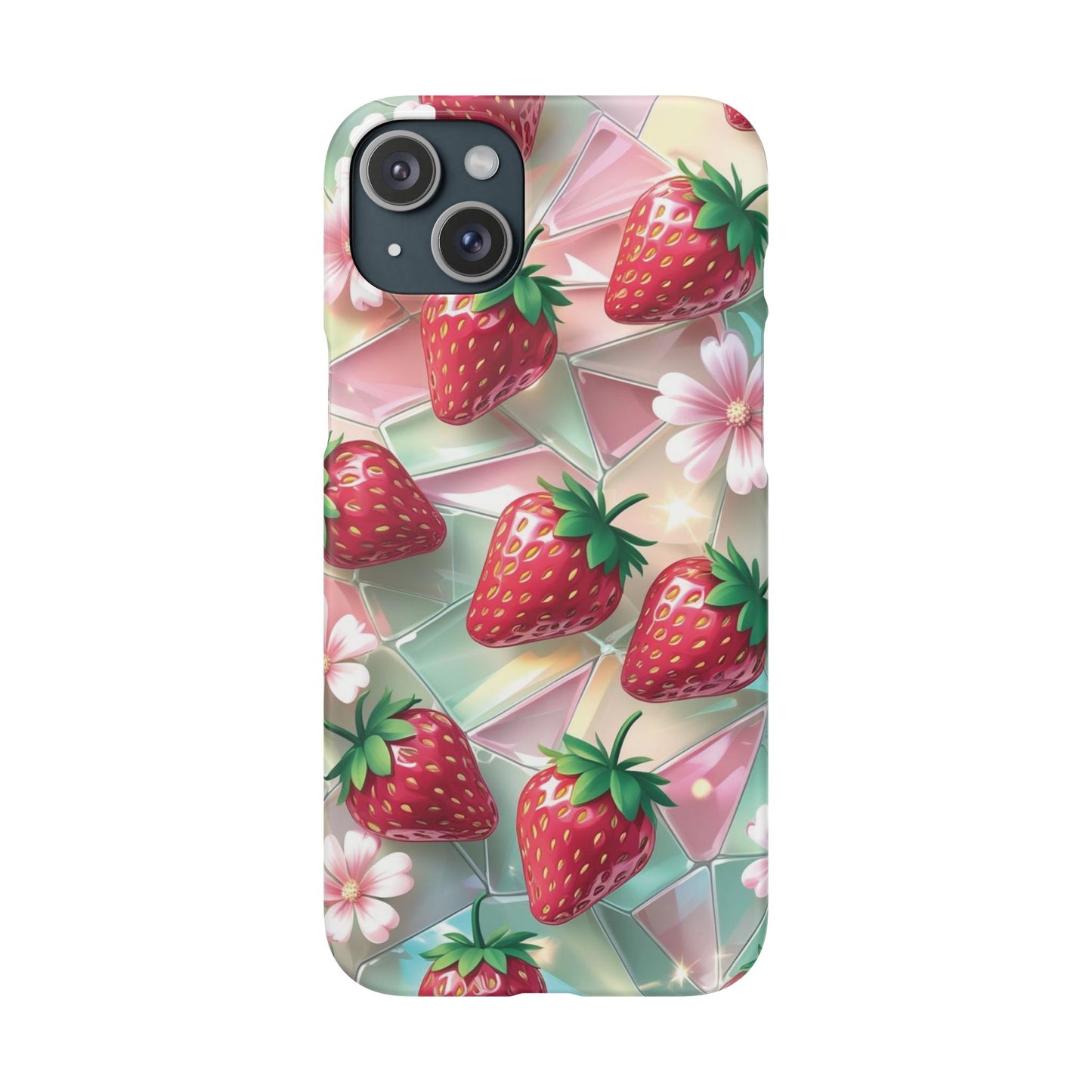 Snap Case iPhone Handyhülle - 3D Effekt Erdbeeren