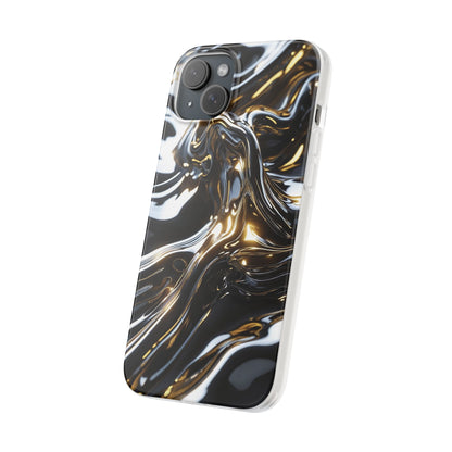 iPhone Handyhülle Flexi Case - Schwarz-Silber Metallic