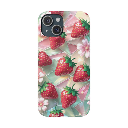 Snap Case iPhone Handyhülle - 3D Effekt Erdbeeren