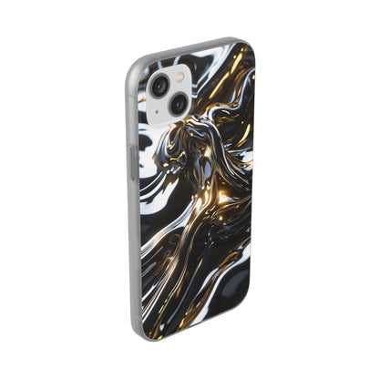 iPhone Handyhülle Flexi Case - Schwarz-Silber Metallic
