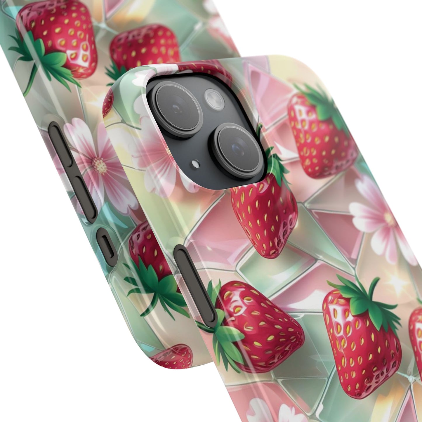 Snap Case iPhone Handyhülle - 3D Effekt Erdbeeren