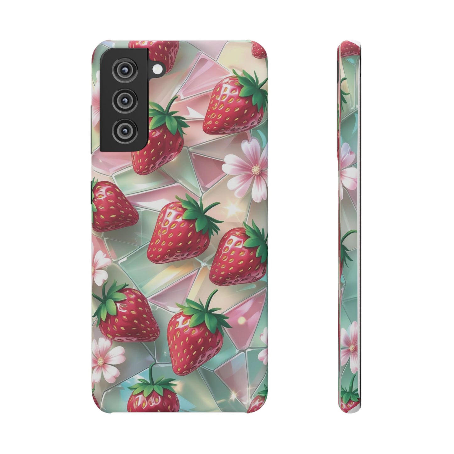 Snap Case Samsung Handyhülle - 3D Effekt Erdbeeren