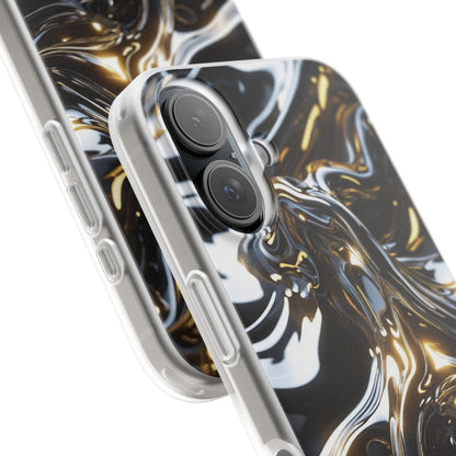 iPhone Handyhülle Flexi Case - Schwarz-Silber Metallic