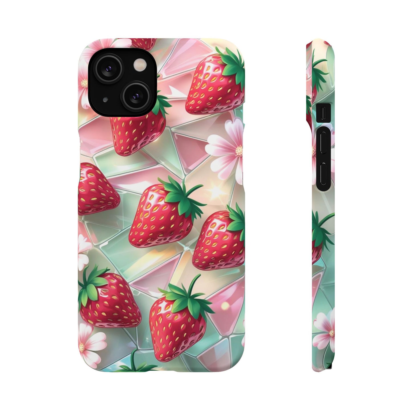 Snap Case iPhone Handyhülle - 3D Effekt Erdbeeren