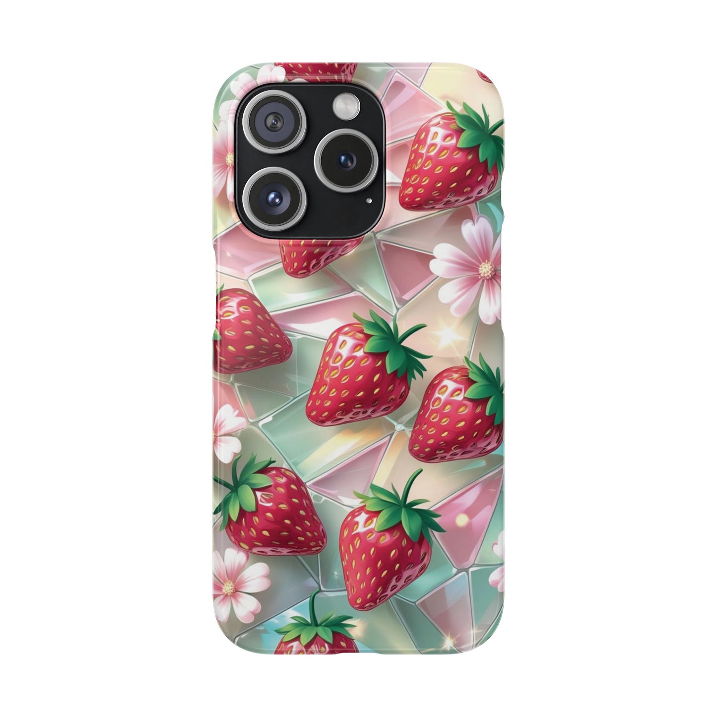 Snap Case iPhone Handyhülle - 3D Effekt Erdbeeren
