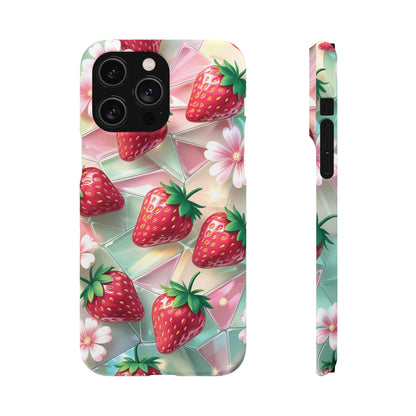 Snap Case iPhone Handyhülle - 3D Effekt Erdbeeren