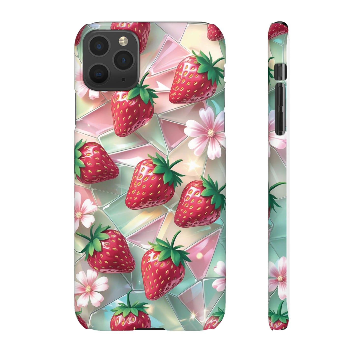 Snap Case iPhone Handyhülle - 3D Effekt Erdbeeren