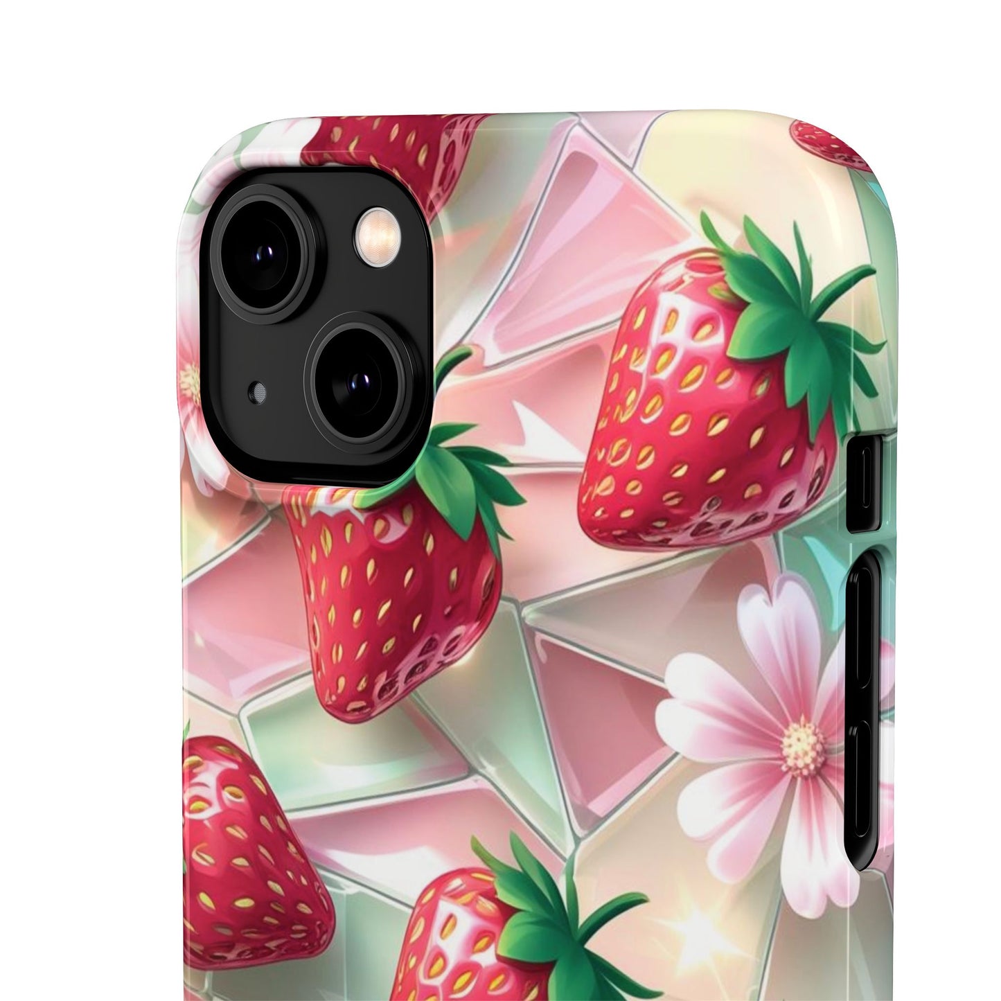 Snap Case iPhone Handyhülle - 3D Effekt Erdbeeren