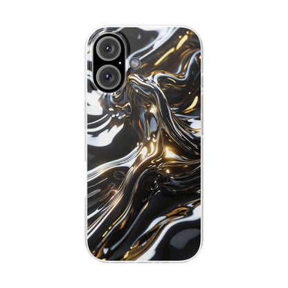 iPhone Handyhülle Flexi Case - Schwarz-Silber Metallic