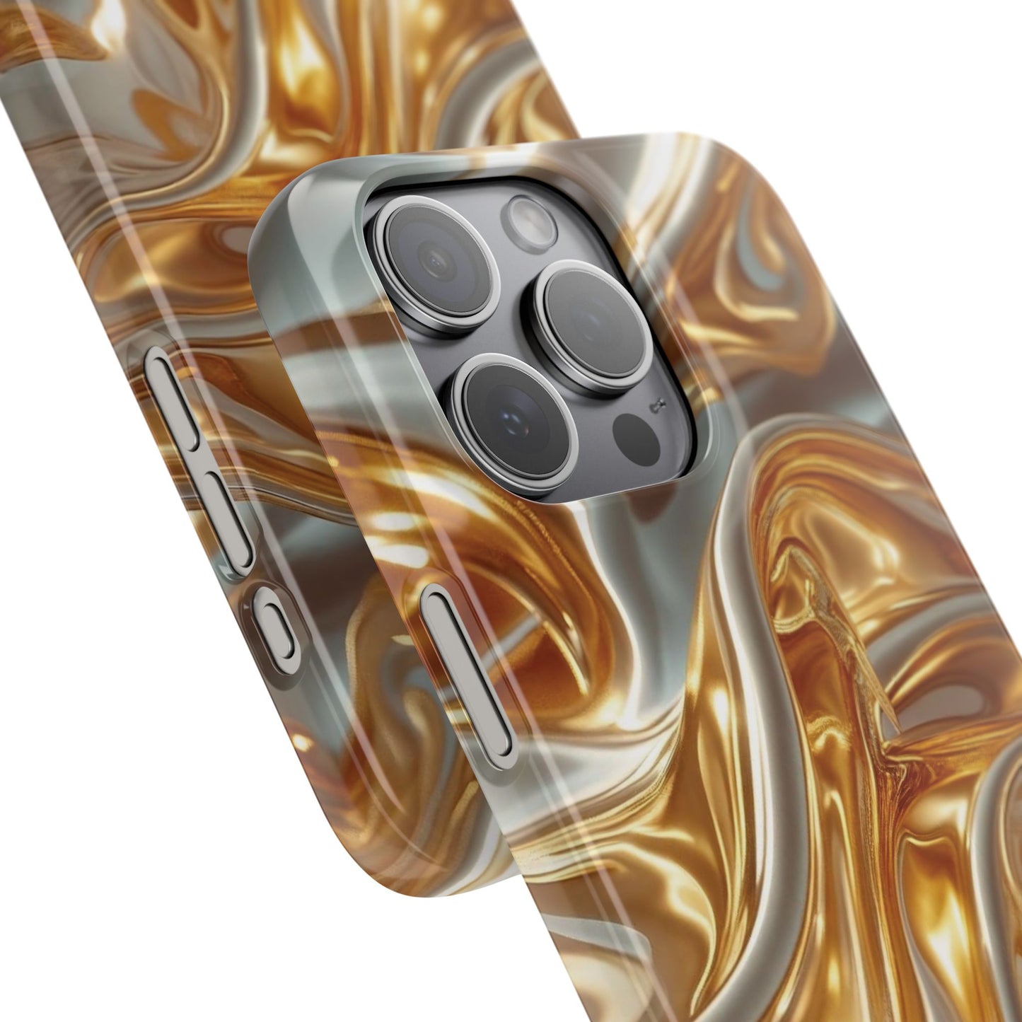 Snap Case iPhone Handyhülle – Gold Dynamic Liquid 3D Effekt