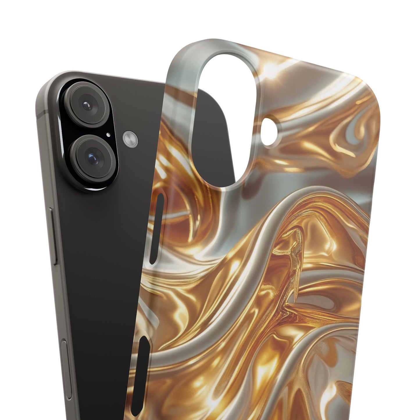 Snap Case iPhone Handyhülle – Gold Dynamic Liquid 3D Effekt