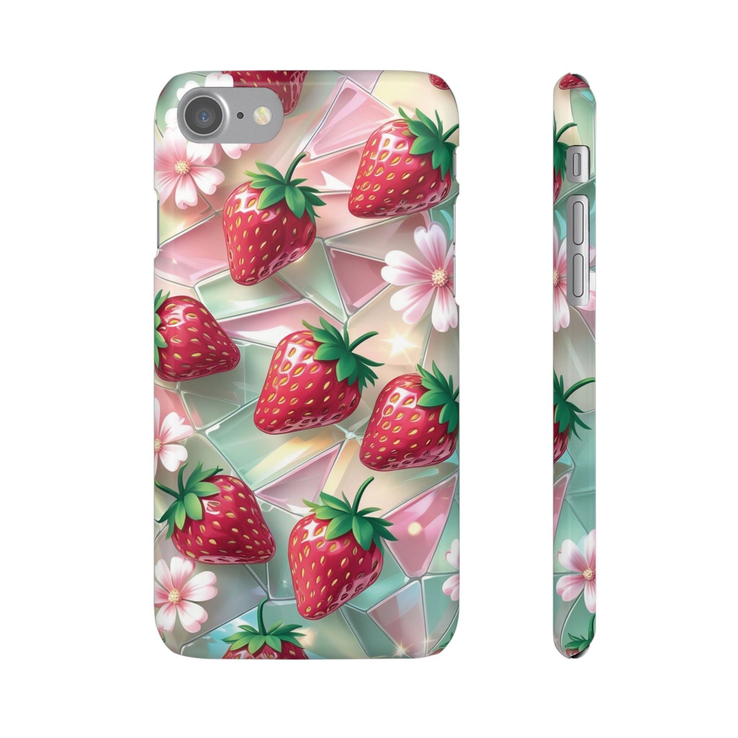 Snap Case iPhone Handyhülle - 3D Effekt Erdbeeren