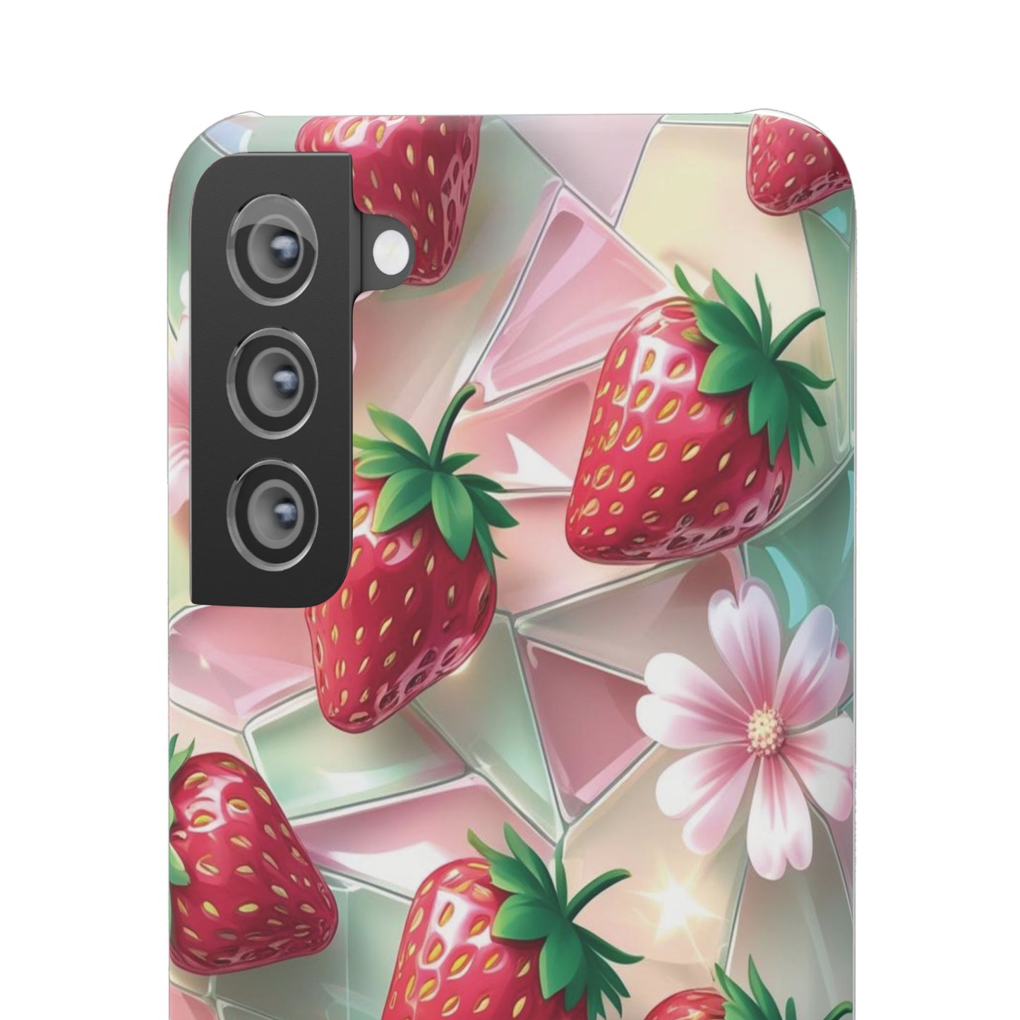 Snap Case Samsung Handyhülle - 3D Effekt Erdbeeren