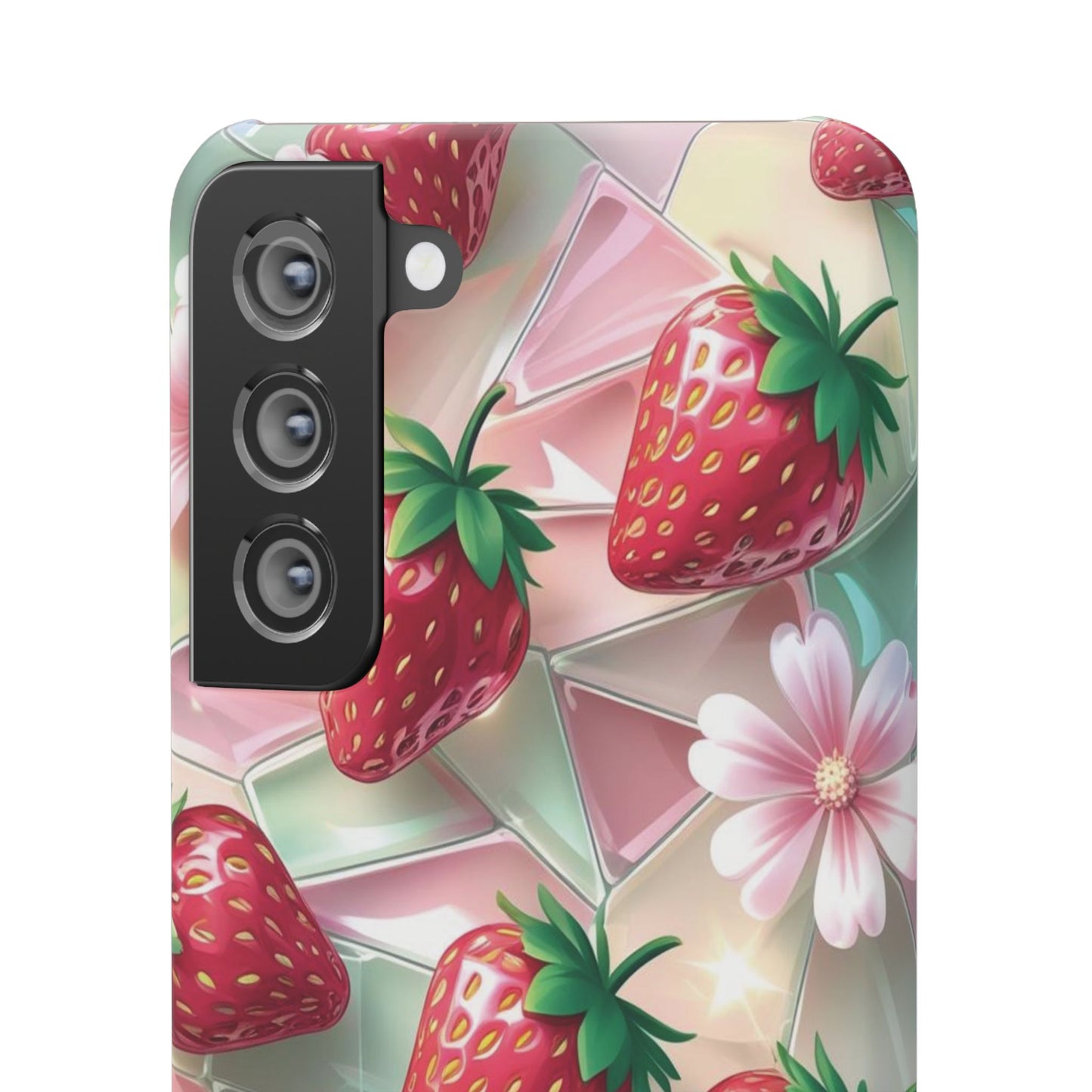 Snap Case Samsung Handyhülle - 3D Effekt Erdbeeren