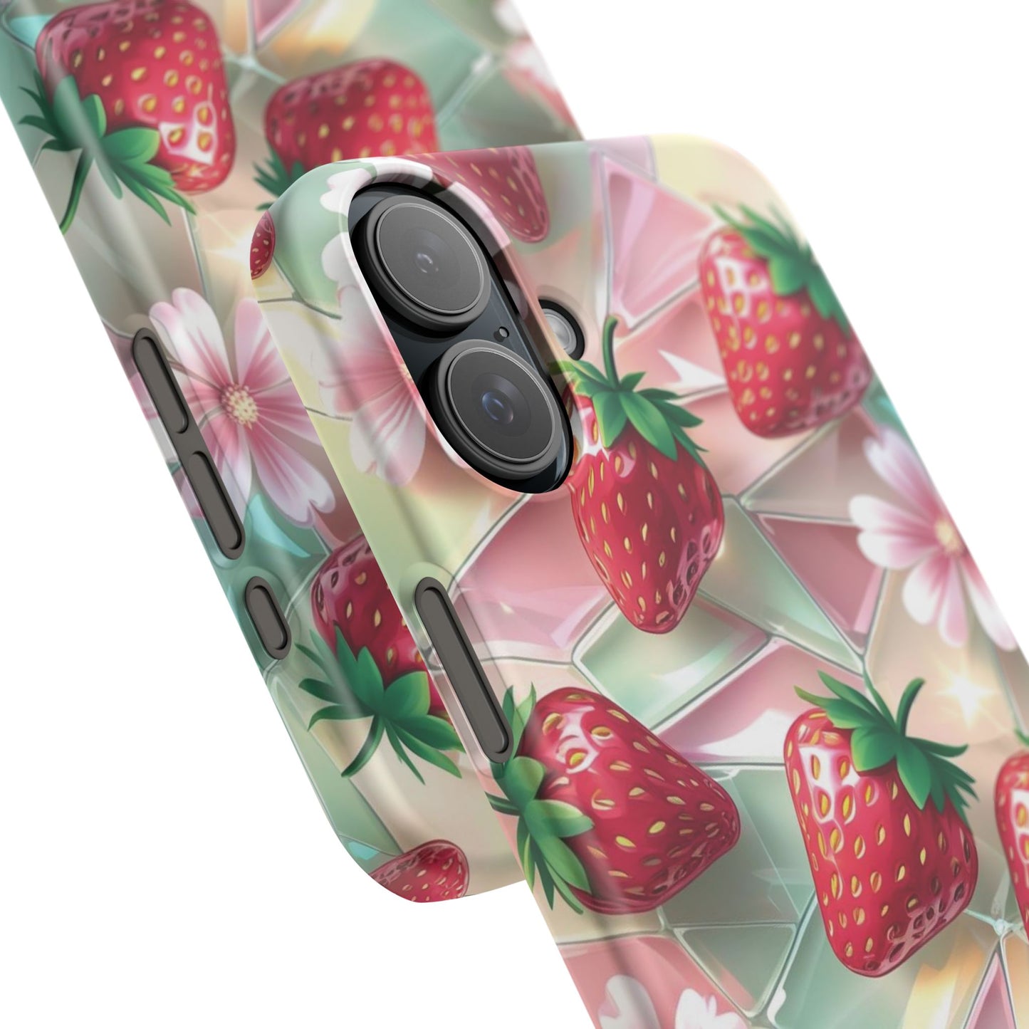 Snap Case iPhone Handyhülle - 3D Effekt Erdbeeren