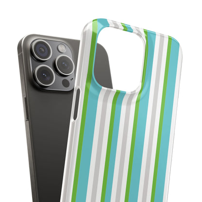 iPhone Snap Case - Modernes Abstraktes Design mit Grünen und Weißen Linien
