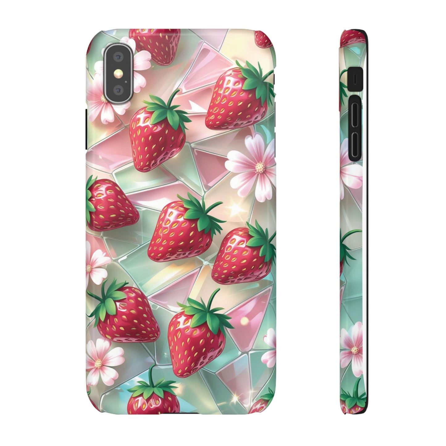 Snap Case iPhone Handyhülle - 3D Effekt Erdbeeren