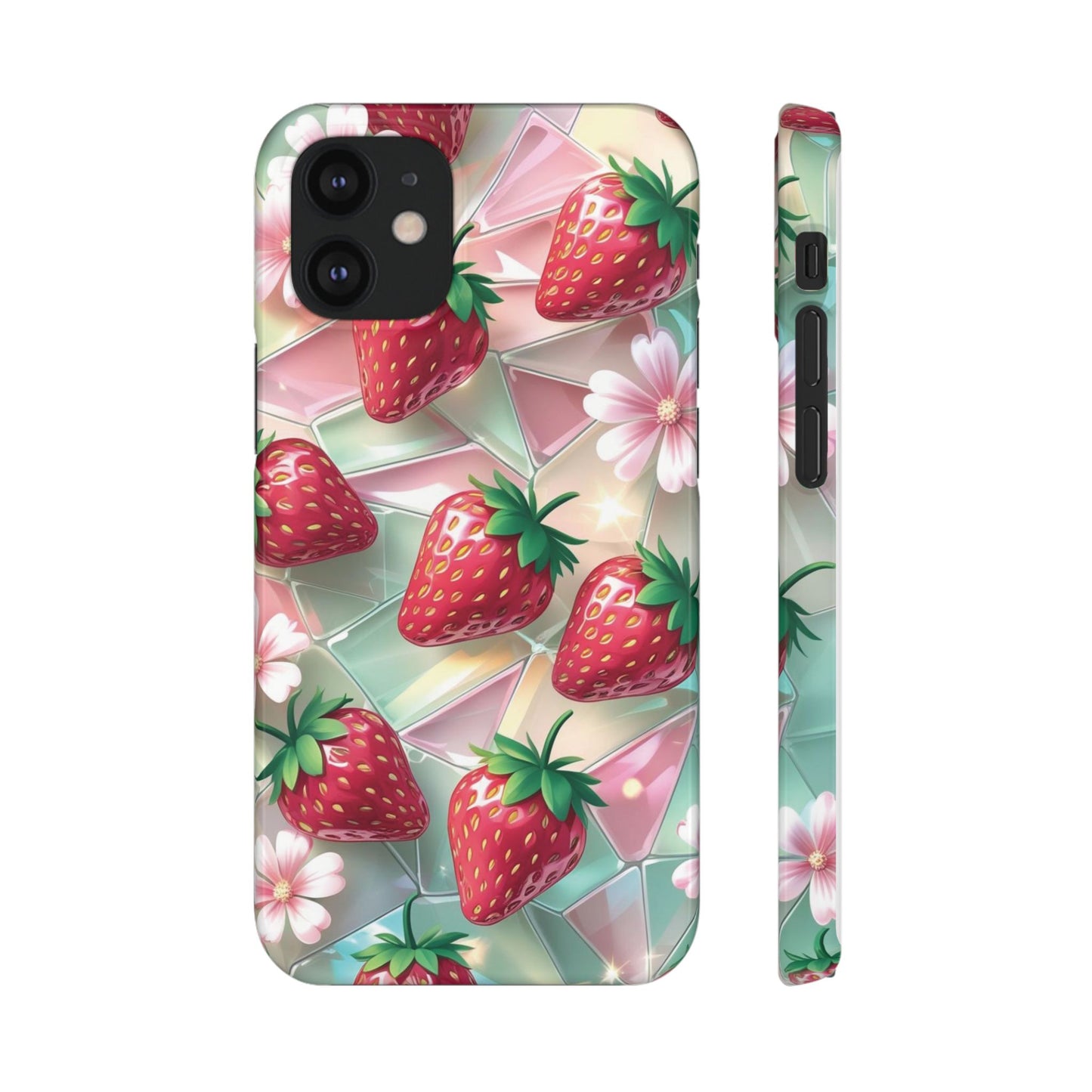 Snap Case iPhone Handyhülle - 3D Effekt Erdbeeren