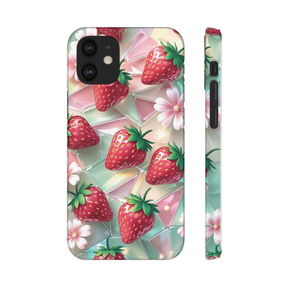 Snap Case iPhone Handyhülle - 3D Effekt Erdbeeren