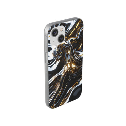 iPhone Handyhülle Flexi Case - Schwarz-Silber Metallic